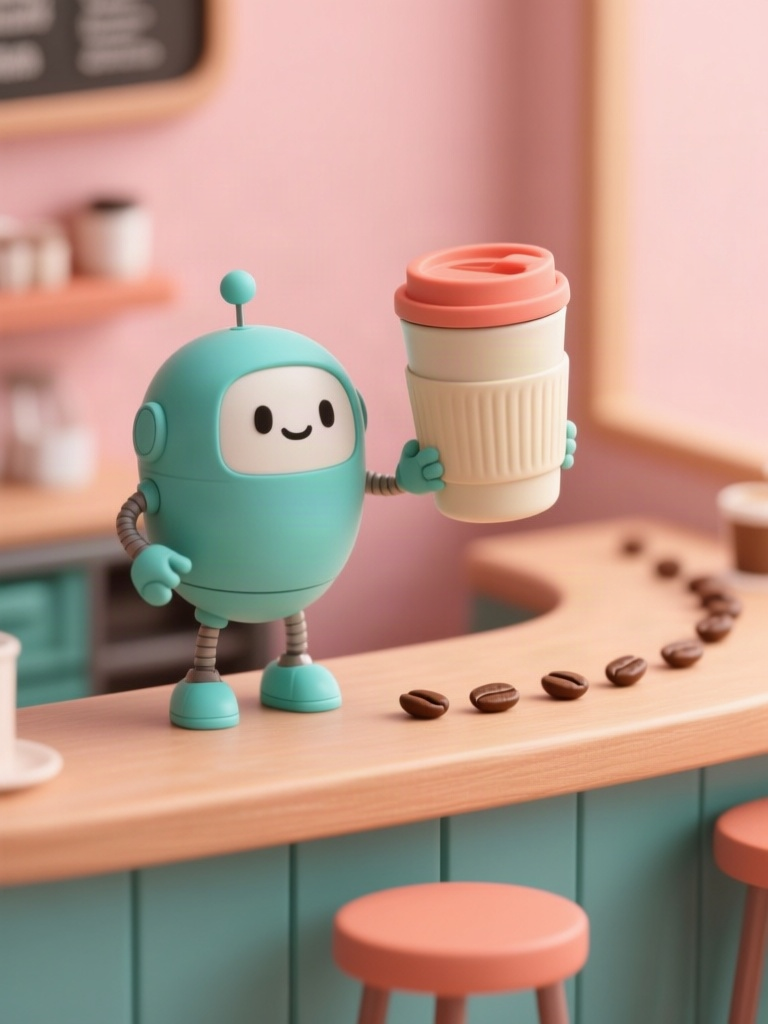 Create an original premium 3D cartoon illustration for a reusable travel mug campaign on Instagram, appealing to design-
