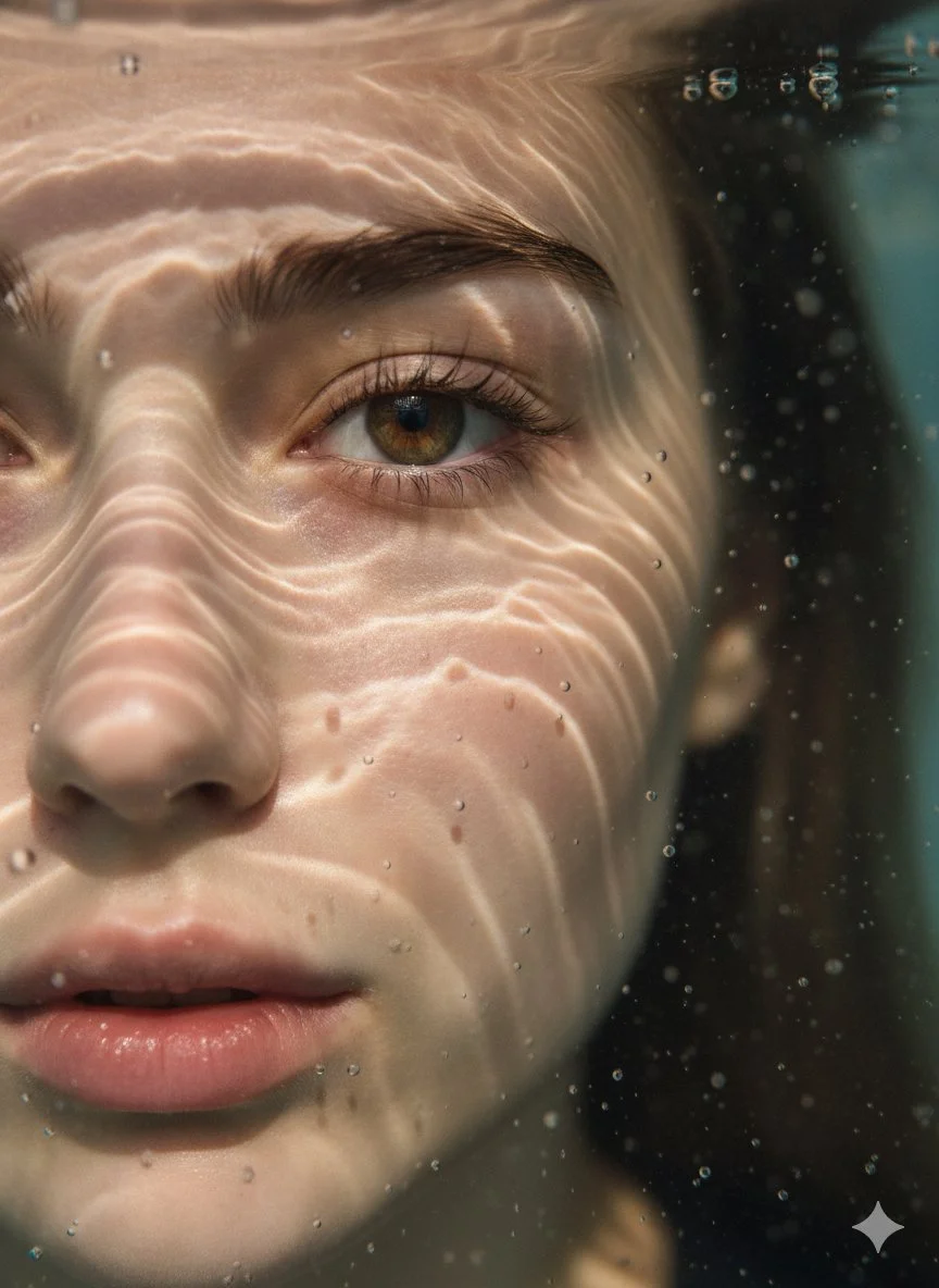 Hyper-Realistic Detailed Underwater Close-Up Portrait